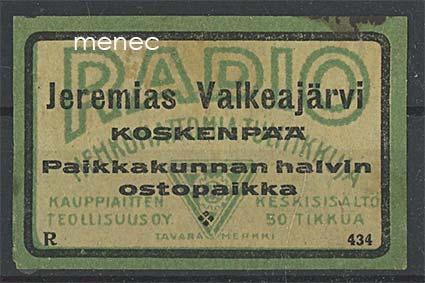 Kauppiasetiketti, Jeremias Valkeajärvi, Koskenpää 