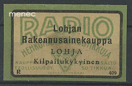 Kauppiasetiketti, Lohjan Rakennusainekauppa 
