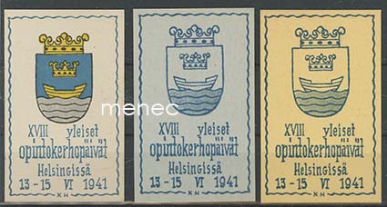 Rintamerkki, XVIII yleiset opintokerhopäivät Helsingissä 1941, kolme eri väriä 