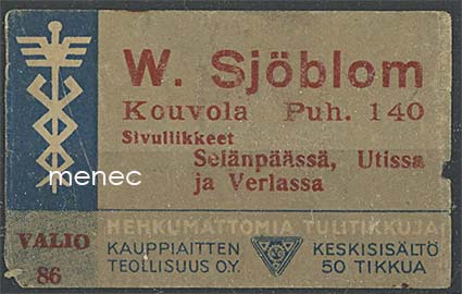 Kauppiasetiketti, W. Sjöblom, Kouvola 