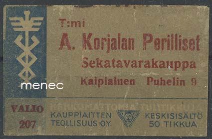 Kauppiasetiketti, T:mi A. Korjalan Perilliset, Kaipiainen 