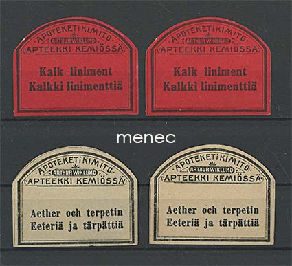 Apteekki Kemiössä, 4 etikettiä 