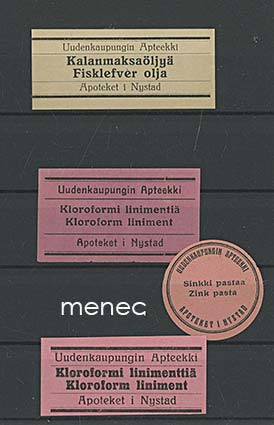 Uudenkaupungin Apteekki, 4 etikettiä 