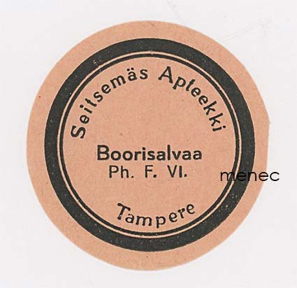 Seitsemäs Apteekki, Tampere, etiketti 