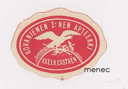 Rovaniemen I:nen Apteekki, etiketti 