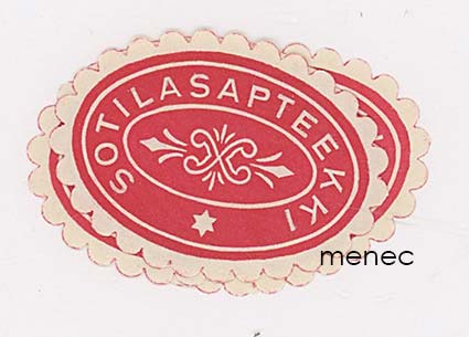 Sotilasapteekki, kolme etikettiä 