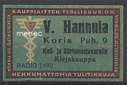 Kauppiasetiketti, V. Hannula, Koria 