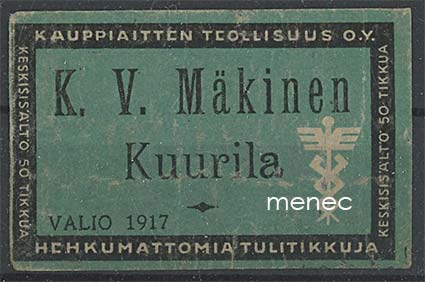 Kauppiasetiketti, K. V. Mäkinen, Kuurila, Hämeenlinna 