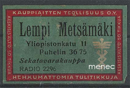 Kauppiasetiketti, Lempi Metsämäki, Turku 