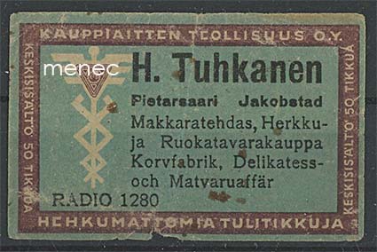 Kauppiasetiketti, H. Tuhkanen, Pietarsaari 