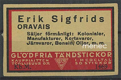 Kauppiasetiketti, Erik Sigfrids, Oravainen 