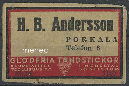 Kauppiasetiketti, H. B. Andersson, Porkkala 