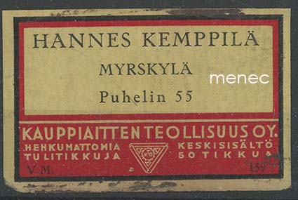 Kauppiasetiketti, Hannes Kemppilä, Myrskylä 