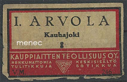 Kauppiasetiketti, I. Arvola, Kauhajoki 