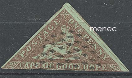 Iso-Britannia, Hyväntoivonniemi 1857, 1p punaruskea sinertävällä paperilla 