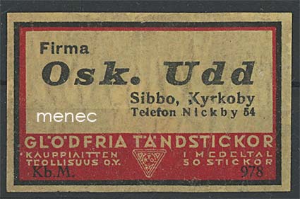 Kauppiasetiketti, Osk. Udd, Sipoo 