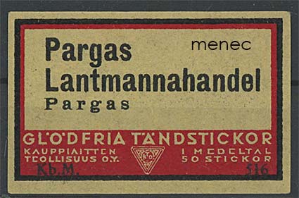 Kauppiasetiketti, Pargas Lantmannahandel, Parainen 