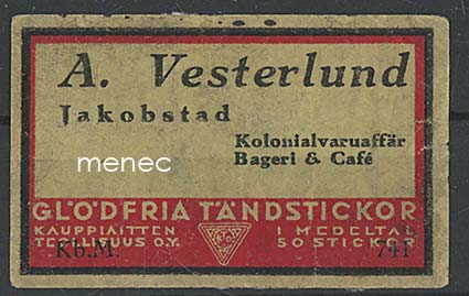 Kauppiasetiketti, A. Vesterlund, Pietarsaari 
