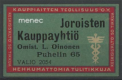 Kauppiasetiketti, Joroisten Kauppayhtiö 