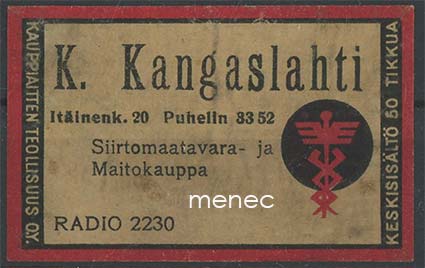 Kauppiasetiketti, K. Kangaslahti 