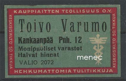 Kauppiasetiketti, Toivo Varumo, Kankaanpää 