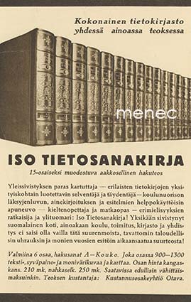 Iso tietosanakirja, mainoskortti 