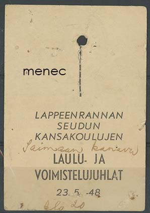 Rintamerkki, Lappeenrannan seudun kansakoulujen laulu- ja voimistelujuhlat 1948 