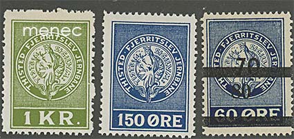 Tanska, Thisted - Fjerritslev Jernbaner, 80/70/60 ö, 150 ö, 1 kr 