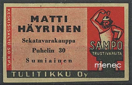 Seppä-etiketti, vanha malli, Matti Häyrinen, Sumiainen 
