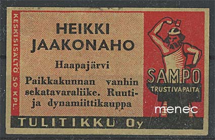 Seppä-etiketti, vanha malli, Heikki Jaakonaho, Haapajärvi 