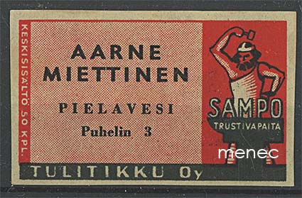Seppä-etiketti, vanha malli, Aarne Miettinen, Pielavesi 