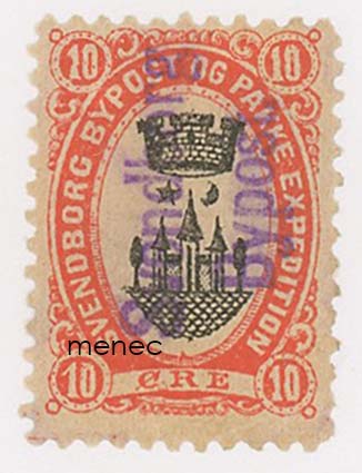 Tanska, paikallispostia, Svendborg bypost 1887, 10 ö 
