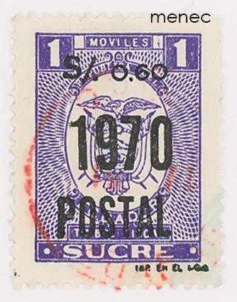Ecuador, veromerkki 1970 ylipainamalla 0,60/1s 
