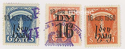 Veromerkkejä, Saksa/Ranska, Alankomaat, matkustuslupia ym, malli 1948, 4 kpl 