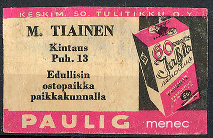 Kauppiasetiketti, Paulig, M. Tiainen, Kintaus, Petäjävesi 
