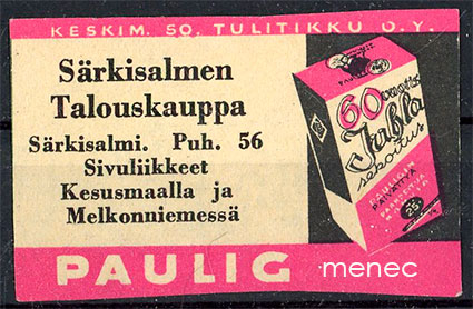 Kauppiasetiketti, Paulig, Särkisalmen Talouskauppa 