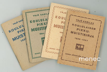 Karilas, Yrjö - Koululaisen pikkumuistikirja 1923–1927 [4 vol, kaikki mitä ilm.] 