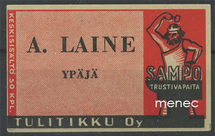 Seppä-etiketti, vanha malli, A. Laine, Ypäjä 