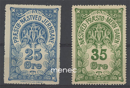 Tanska, Praestö-Naestved, Naestved-Praestö-Mern, kaksi rautatiemerkkiä 1961 