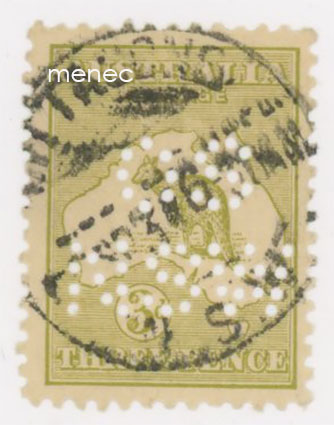 Australia, kartta ja kenguru -käyttömerkki 1913, 3p 