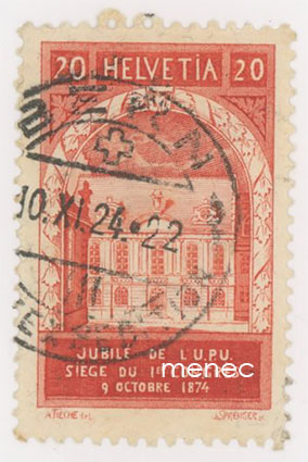 Sveitsi, UPU 50 vuotta 1924, 20c 