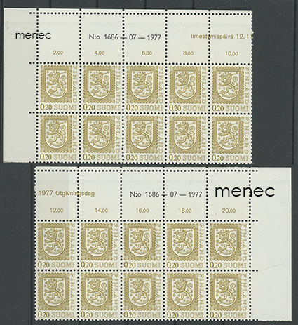 Yleismerkki 20p 1977, 2x nro-10:lo 