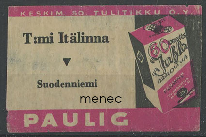Kauppiasetiketti, Paulig, T:mi Itälinna, Suodenniemi 