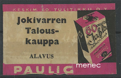 Kauppiasetiketti, Paulig, Jokivarren Talouskauppa, Alavus 