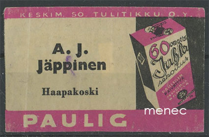 Kauppiasetiketti, Paulig, A. J. Jäppinen, Haapakoski, Pieksämäki 