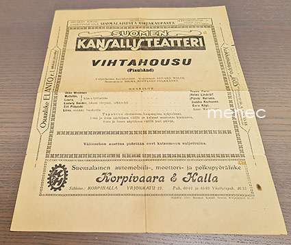 Suomen Kansallisteatteri, Vihtahousu (Pisuhänd), ohjelmaesite 1919 