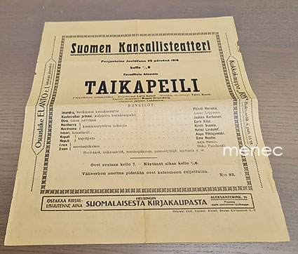 Suomen Kansallisteatteri, Taikapeili, ohjelmaesite 1916 