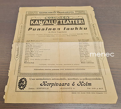 Suomen Kansallisteatteri, Punainen laukku, ohjelmaesite 1918 