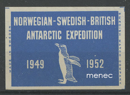 Norwegian - Swedish - British Antarctic Expedition 1949 - 1952, tikkuetiketti 