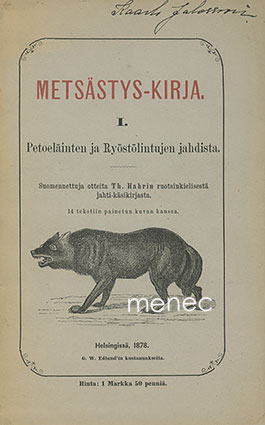 Hahr, Anders Wilhelm Theodor - Metsästys-Kirja 